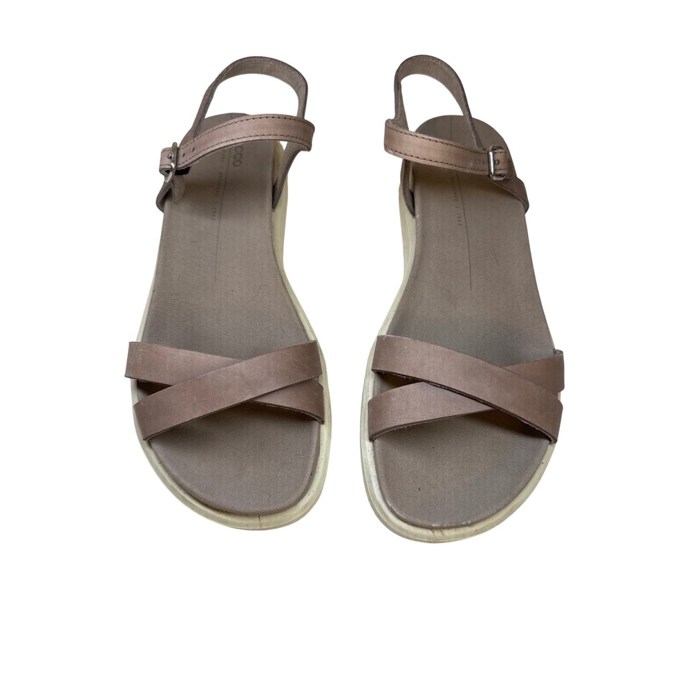 ECCO Damara Leather Ankle Strap Sandals Taupe Brown Size 38 US 7-7.5